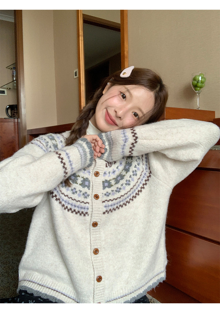 토지 작은 그룹 공정한 섬 스웨터 오픈 가디건 디자인 센스 한 부서 부드러운 레트로 분위기 센스 느긋한 슬림해 보이는 여성 코트 상세 이미지 11