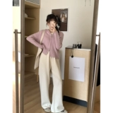 Кашемировые весенние повседневные брюки для отдыха, клейкий рис, штаны, в корейском стиле, свободный прямой крой