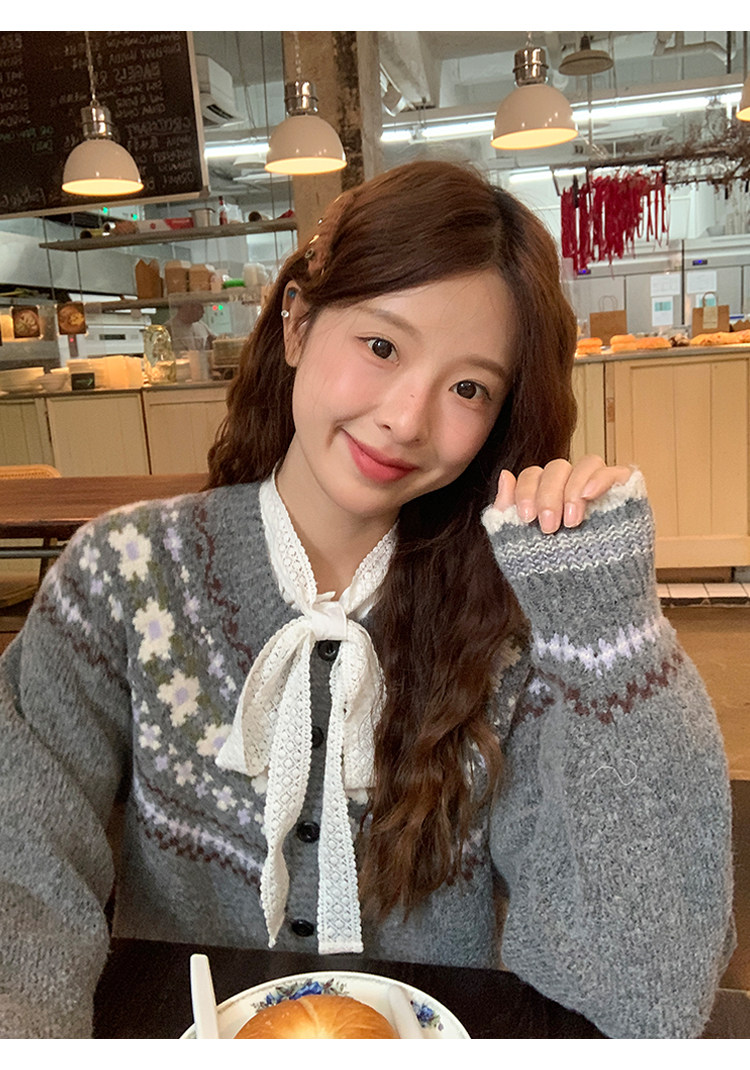 토지 작은 그룹 공정한 섬 스웨터 오픈 가디건 디자인 센스 한 부서 부드러운 레트로 분위기 센스 느긋한 슬림해 보이는 여성 코트 상세 이미지 24