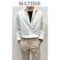 Korea East Gate Day Ensemble Retro Pure Color Brief fashion Mens Youth Long Sleeve Shirt