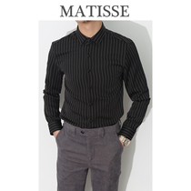 2021 new spring and summer money South Korea East gate trendy minimalist striped mens casual day ensemble Tide Mens Sleeve Shirt