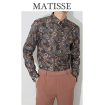 2021 Dongdaemun Korean slim Japanese Vintage Handsome flower shirt mens casual long sleeve shirt