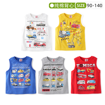 Summer boy car pattern vest mens treasure pure cotton sleeveless T-shirt thin round collar locomotive blouses 90-140