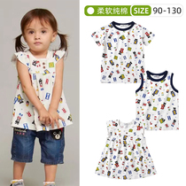 miki home baby summer clothing thin cotton male girl blouse body shirt body shirt cartoon short sleeve day children dress 90-130