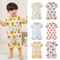 22 new baby Summer pure cotton sleeping robe and baby jacquard breathing cotton sleeping bag thin home robe cartoon for 90-140 yards