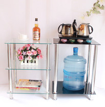 Simple modern small apartment living room small coffee table Stainless steel creative coffee table Tempered glass side a few corners a few small square tables