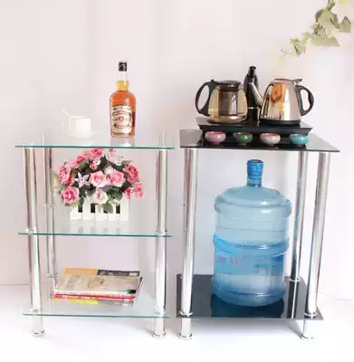 Simple modern small apartment living room small coffee table Stainless steel creative coffee table Tempered glass side corner small square table