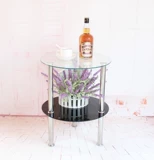 Современный и минималистичный маленький круглый стеклянный диван для спальни