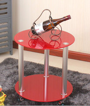 Small round table coffee table Simple modern living room small apartment small coffee table Round creative tempered glass sofa side table