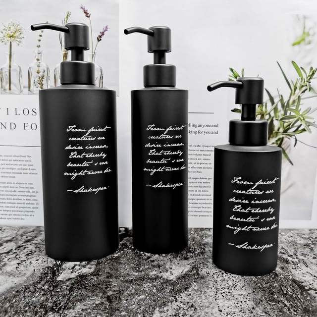 Nordic ins style black 304 stainless steel shower gel hand soap ໂລຊັ່ນແຊມພູ ຕຸກຕຸກ ລະດັບສູງ