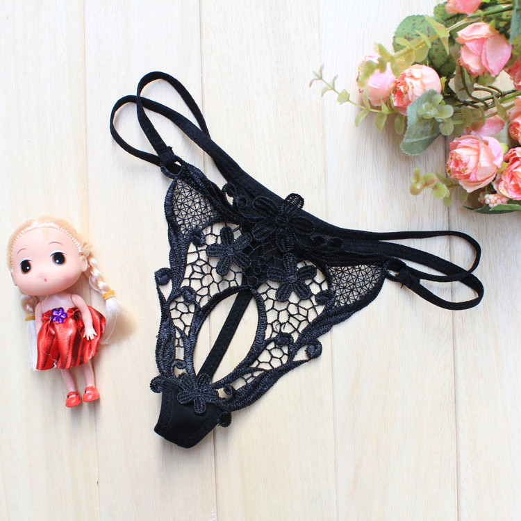 Day Tie Tinged Briefs Female Sensation Transparent Lace Low Waist Thin And Hot Embroideries Seduction Erotic Hollowed-out Open Holes
