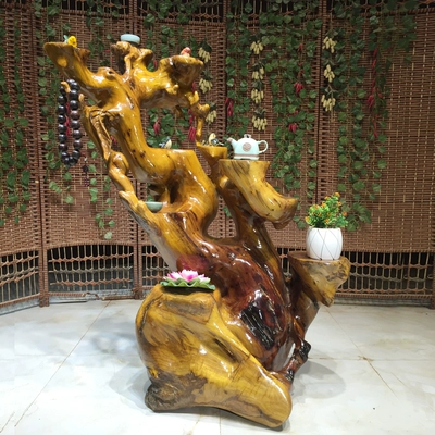 Vàng tự nhiên nanmu chạm khắc kệ cổ gỗ rắn toàn cây gốc cây bonsai lưu trữ hoa khung phòng khách trang trí nội thất - Các món ăn khao khát gốc
