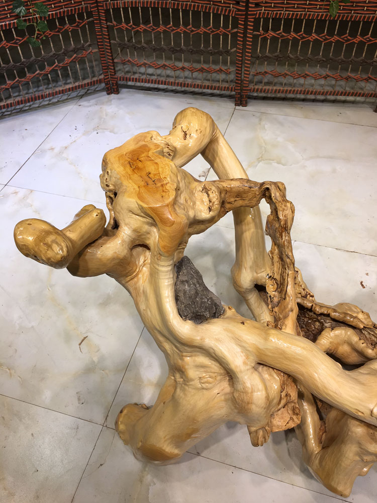 Cân gỗ gốc nghệ thuật khắc hoa đứng đôi bonsai lưu trữ đứng tự nhiên toàn bộ gốc cây túi ngọc cơ sở trang trí - Các món ăn khao khát gốc bàn ghế gốc cây