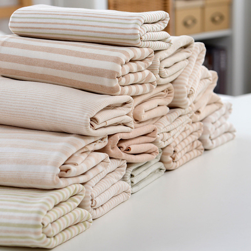Cloth organic cotton natural color cotton stripe baby baby baby cotton class A fabric knitted cloth jersey thread