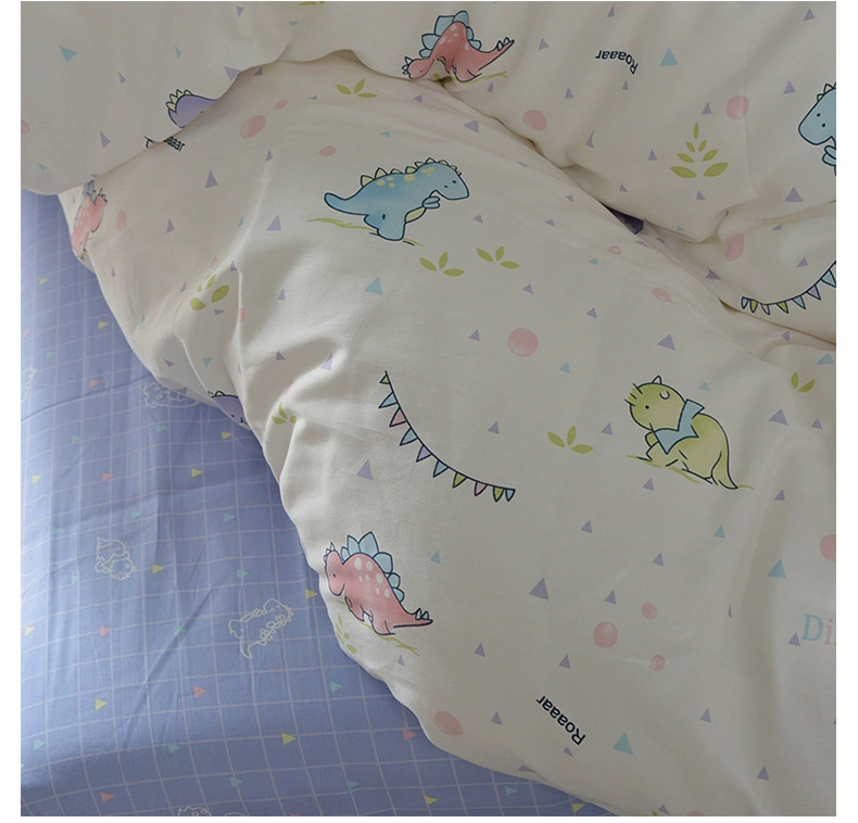 Vải trẻ em mẫu giáo ký túc xá vải là bộ giường đơn giản cotton satin dài chủ yếu vải cotton màu nước khủng long - Vải vải tự làm