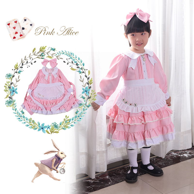 Stage performance children Alice cos photo photo long-sleeved dress skirt maid dress princess dress