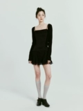 [FUSSED 23SS mesh pleated dress缎面低腰百褶双层拼纱芭蕾连衣裙]