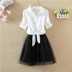 2019 Summer Outfit New Schoolgirl ngắn tay áo hai mảnh váy áo thắt nút eo lỏng phù hợp với dây váy 