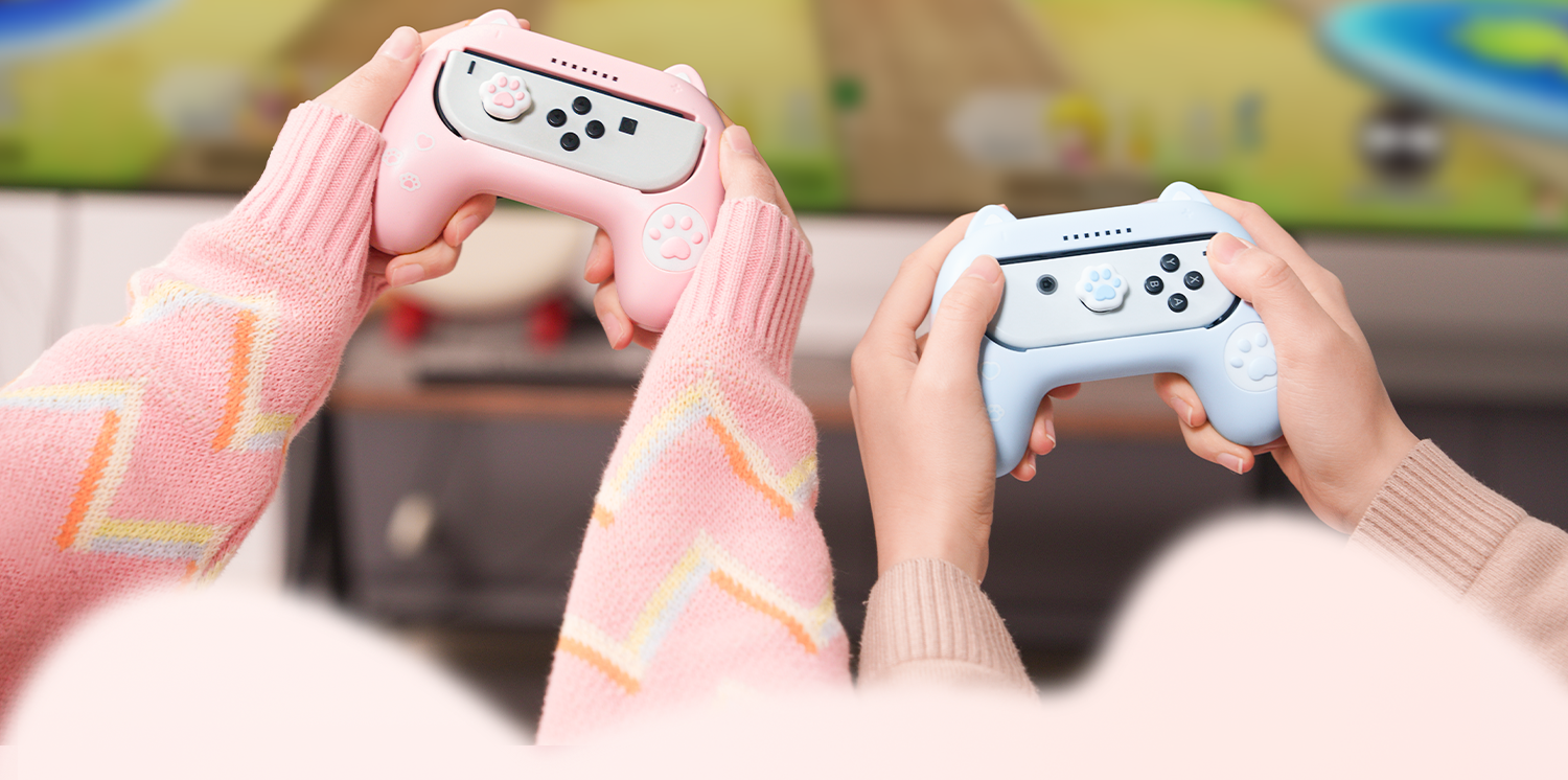 Рукав силиконовые ручки 极想 switch游戏手柄joy-con手感增强握把套装改猫爪双人ns小手柄