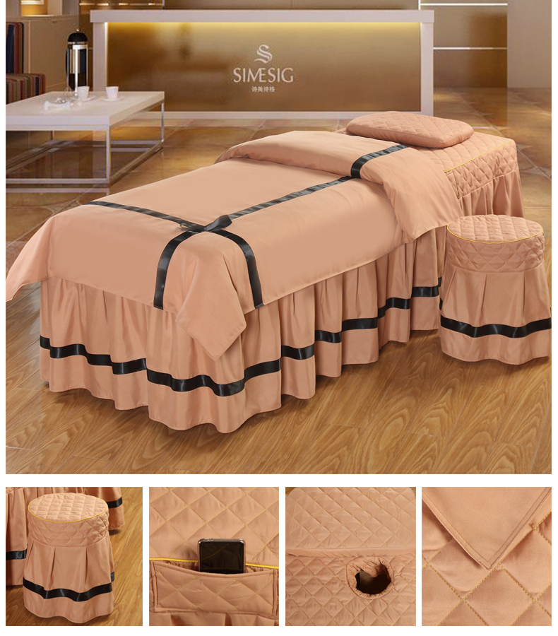 Đặc biệt cung cấp làm đẹp giường bao gồm bốn bộ thẩm mỹ viện massage giường bìa châu Âu tùy chỉnh massage vật lý trị liệu bộ giường đặc biệt khăn trải giường spa giá rẻ
