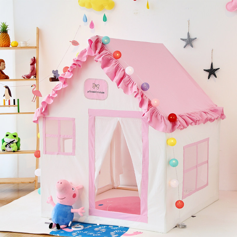 Pure cotton solid wood princess chateau tent reading horn baby's home toy game room bed tent