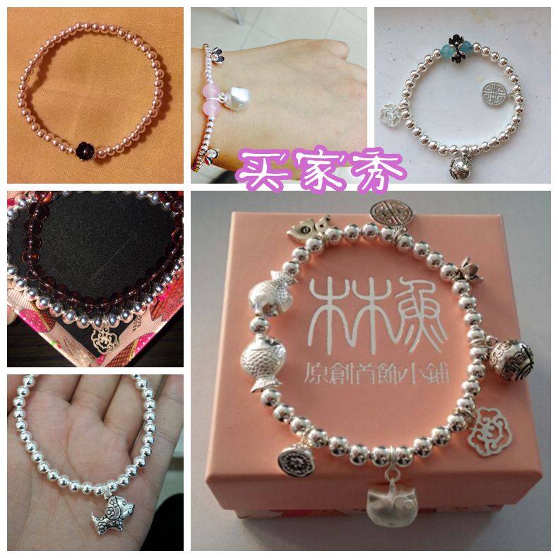 Chính hãng tùy chỉnh S999 retro sterling bạc hạt vài bóng bé chuyển hạt vòng tay vòng chân trang sức nhiều vòng nữ - Vòng chân lắc chân nữ bạc ta