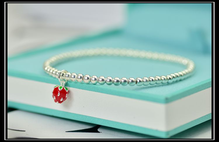 999 sterling bạc nhỏ dâu bạc hạt vòng tay cha mẹ trẻ em hạt vòng tay siêu mịn vòng chân nhỏ trang sức tươi nữ - Vòng chân vòng chân cho nữ