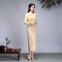Autumn and winter improved cheongsam handmade cheongsam retro temperament high-end handmade cheongsam spot