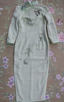 Hand-painted improved cheongsam womens autumn and winter Chinese style new winter dress thickened warm woolen dress long