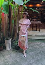 Improved inverted big sleeve flared sleeve silk Handmade ancient hand-painted Republic of China wind silk cheongsam