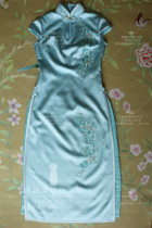  New heavy silk embroidered Republic of China style modified Chinese cheongsam dress