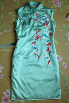2020 spring summer sleeveless heavy silk embroidered Republic of China style cheongsam dress