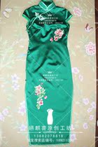  Spring and Summer Republic of China style modified cheongsam Silk hand-embroidered Su embroidered shoulder short-sleeved cheongsam dress