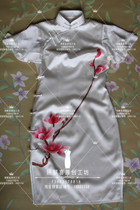  Silk hand-embroidered plate buckle Republic of China style dress elegant annual meeting star with the same embroidery cheongsam skirt