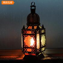 New Moroccan style iron art table lamp electric lamp bedside lamp decorative lamp colored glass lamp housewarming gift