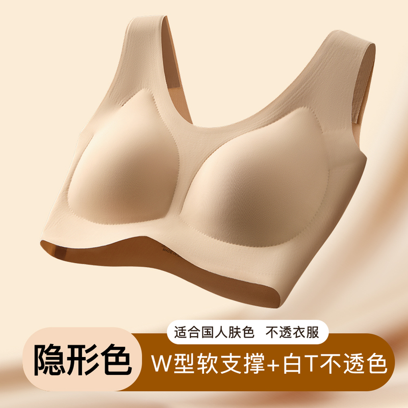 Liquid Foundation-Style Thin Bra for Women with Wide Shoulders and Beautiful Back, Wireless Ice Silk Fixed Cup Bra Z021