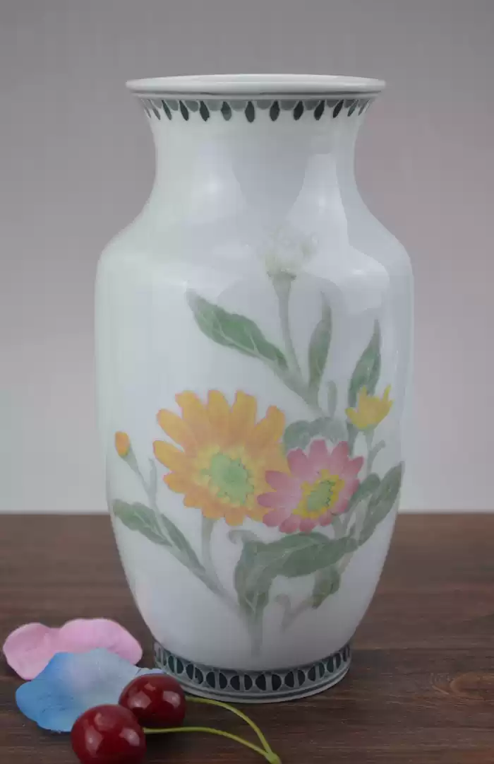 醴陵釉下五彩瓷器.群力双凤棕色底款桃花爆竹花瓶-淘宝Taobao | 天猫Tmall