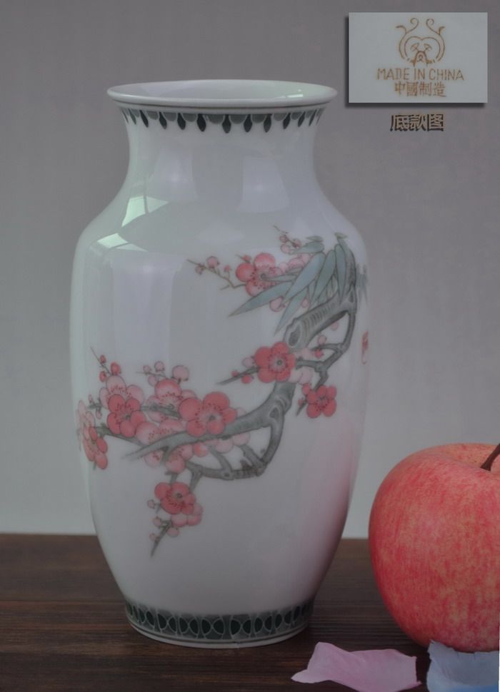 醴陵釉下五彩瓷器.群力双凤棕色底款桃花爆竹花瓶-淘宝Taobao | 天猫Tmall