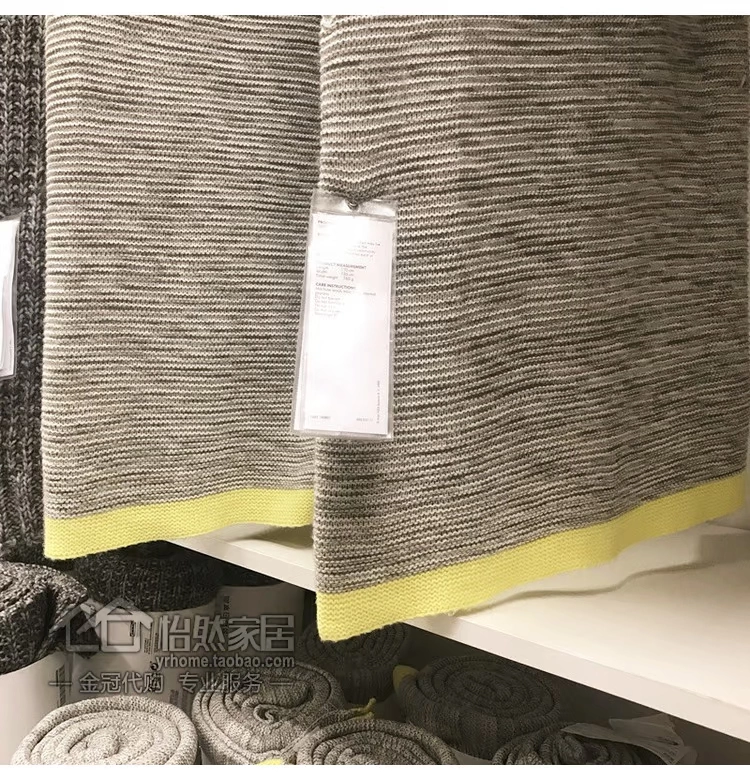 Miễn phí vận chuyển 30% off Lisa Marie giải trí mền 130x170cm xám cạnh màu vàng mua trong nước IKEA - Ném / Chăn chăn lông cừu mỏng