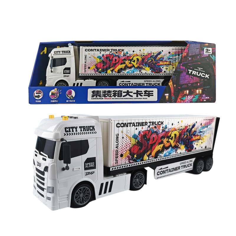 Children's Toys for Boys and Girls, Sound and Light Inertia Toy Car, Scania Luxury Graffiti Container Transport Truck