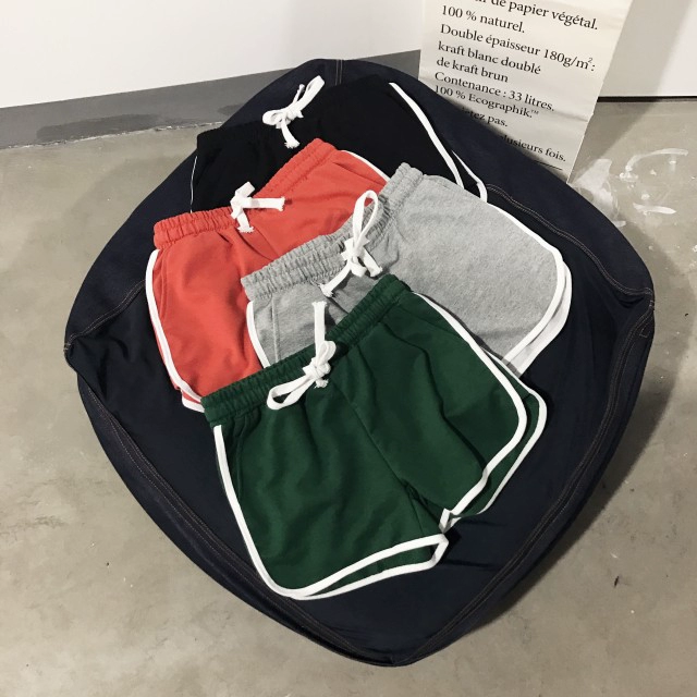 Quần cotton rộng ống rộng thể thao quần short nữ mùa hè 2018 mới giản dị chạy quần bên sọc mùa hè