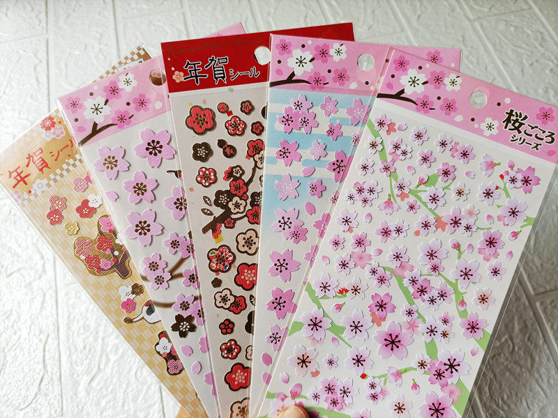 Детские наклейки ручной работы DIY creative material stickers весенние цветы вишневый цвет ручной работы stickers account Изображение 1
