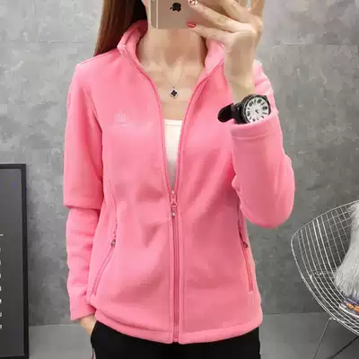 Fleece clothes women's tide brand outdoor hiking stand-up collar cardigan fleece warm and soft sportswear jacket women's group clothes