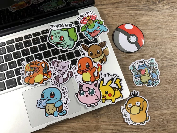 12 bộ đồ mềm dễ thương Pokémon phù hợp với máy tính xách tay Pokémon tài khoản tay chống thấm 3M vật liệu dán - Phụ kiện máy tính xách tay