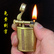 Original Copper Knurled Snowflake Flat Word Label Arched Radian Vintage Retro Mens Collection Antique Monsoon Kerosene Lighter