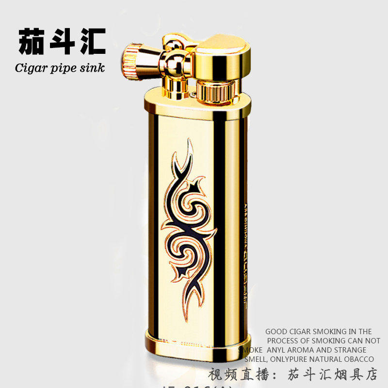 Monsoon's classic and creative all-copper material bright gold double dolphin play retro trendy kerosene lighter