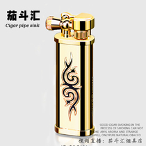 Monsoon classic creative All copper material bright gold double dolphin frolic retro trendy kerosene lighter
