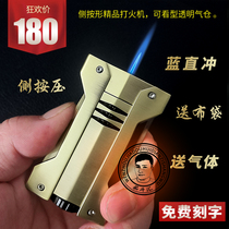 JIFENG Monsoon new transparent air compartment portable straight fire cigar boutique side press windproof lighter