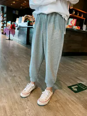 Niu Niu Ai Xiaopu Children's Pants Spring and Autumn Black Cotton Children's Loose Leisure Sports Pants