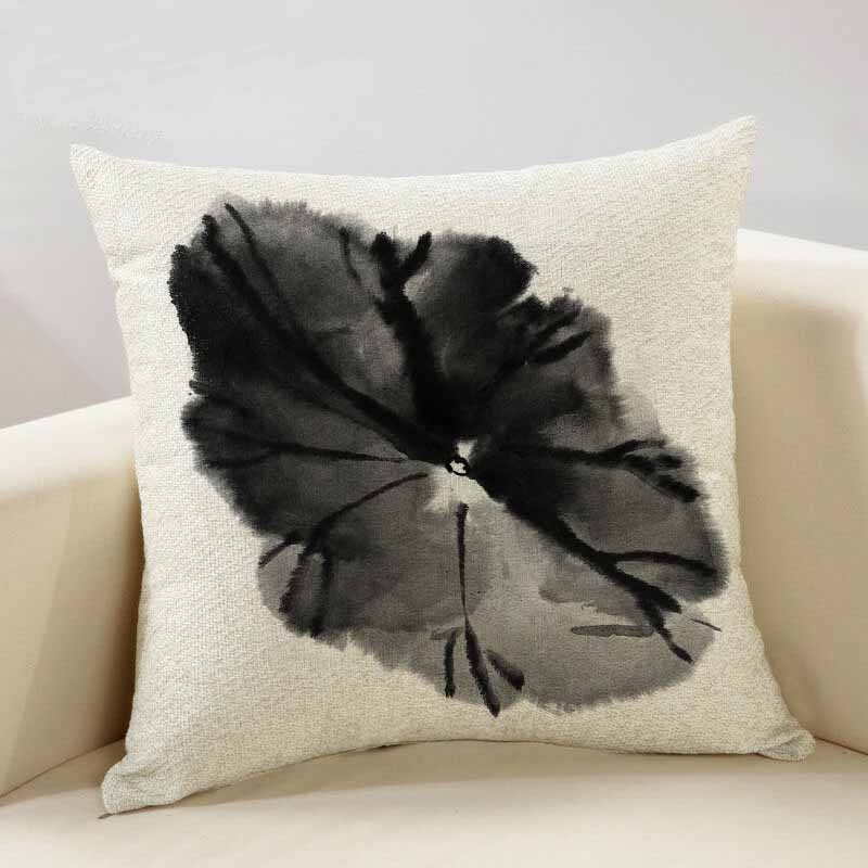 Trung Quốc mực và rửa sơn sen bông vải gối Trung Quốc phong cách đệm sofa gỗ gụ mới trên lõi phòng khách gối chứa - Trở lại đệm / Bolsters gối để sofa